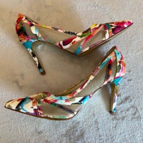 Adrianna Papell Shoes Watercolor Floral Printed Pointed Toe Slip On Heel 8 Med - Picture 9 of 15